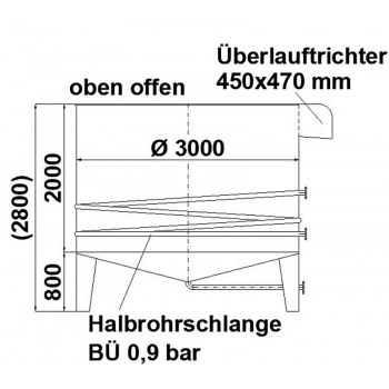 Edelstahlbehälter 11,7 cbm, Halbrohrschlange von Sielmann