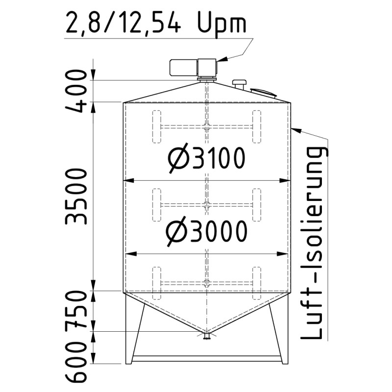 Edelstahlbehälter 25 cbm von Sielmann
